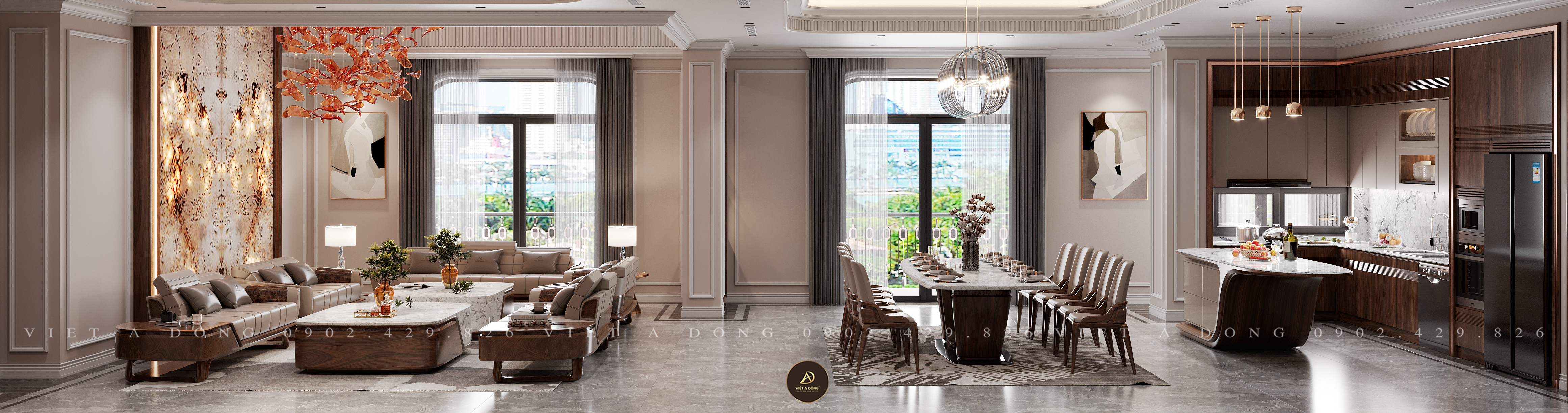 Các bố trí nội thất gỗ óc chó